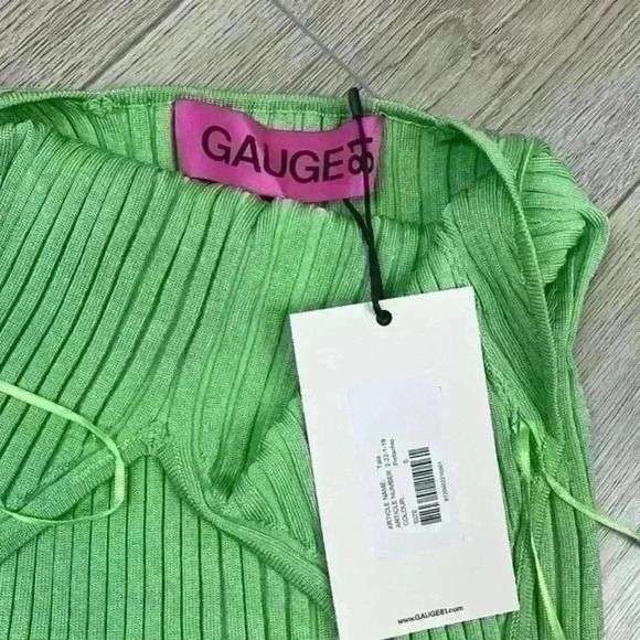 REVOLVE Gauge81 Tala Ribbed Plunge Neck Halter Mini Dress in Pistachio Small NWT - Picture 8 of 8
